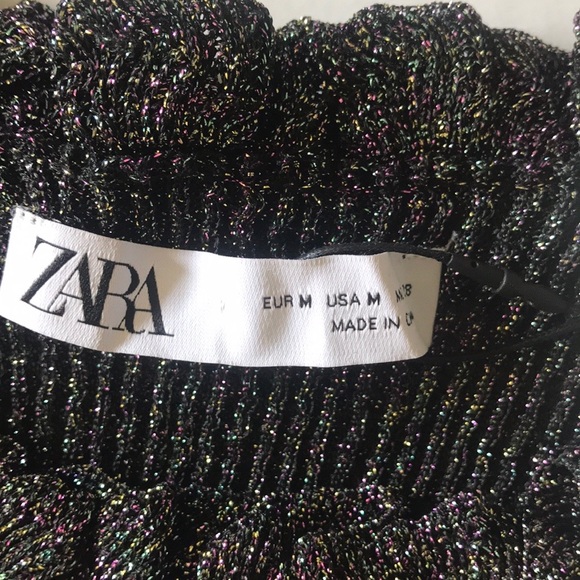 🆕Zara RUFFLED METALLIC THREAD TOP, size M - Picture 7 of 10